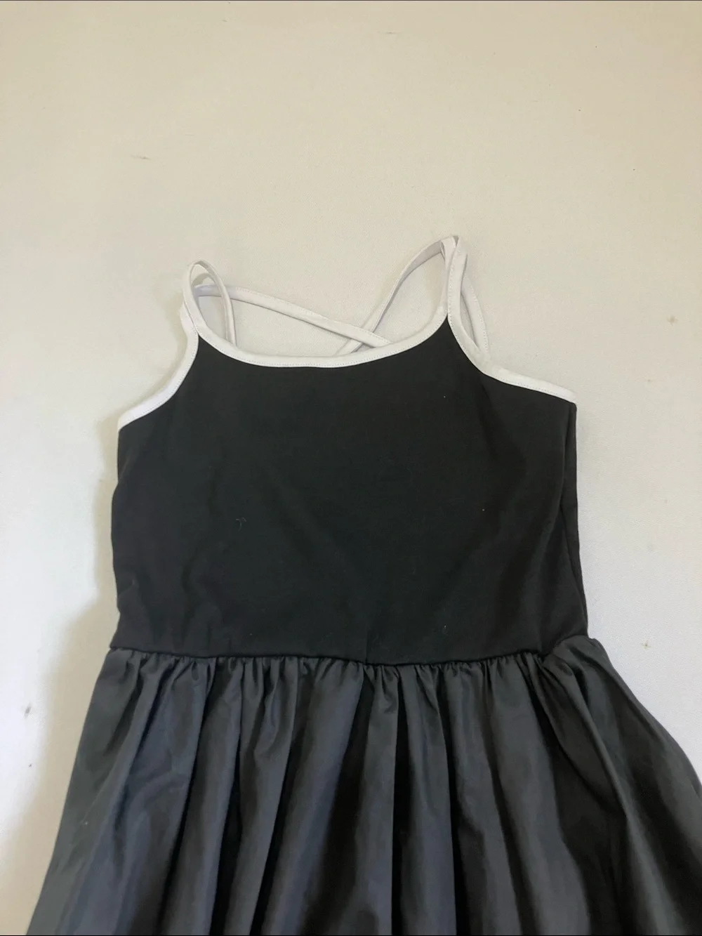 Girls Black Casual Maxi Dress with White Trim